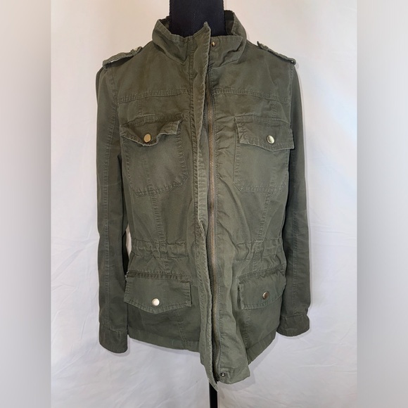 Jackets & Blazers - Utility Jacket Olive Army Green Womens Sz Medium Canvas Coat Military Cloth